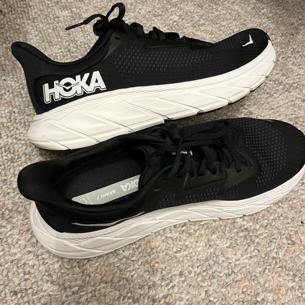 Hoka Black and White Athletic Sneakers